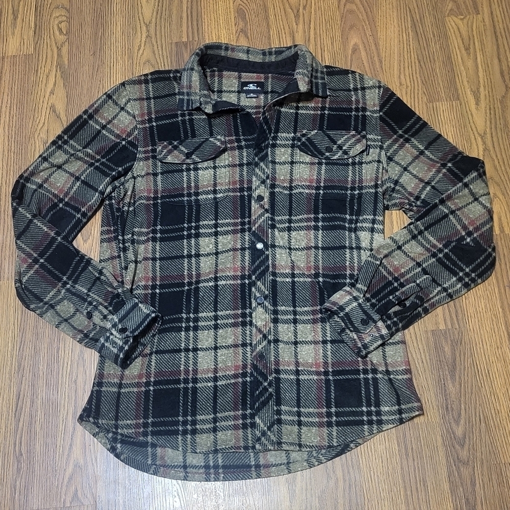 Men’s O’Neill Medium Plaid Super Fleece Button-Up Shirt Long Sleeve Casual C11